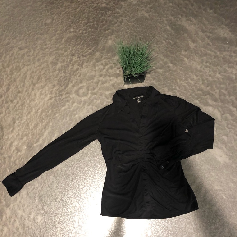 Sandra Angelozzi Black Knit Dressy Blouse